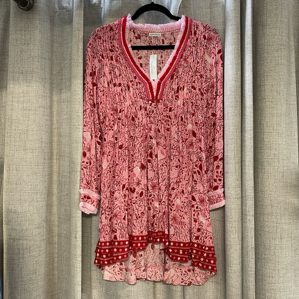 NWT POUPETTE ST BARTH PRINTED MINI DRESS BEACH COVER Red